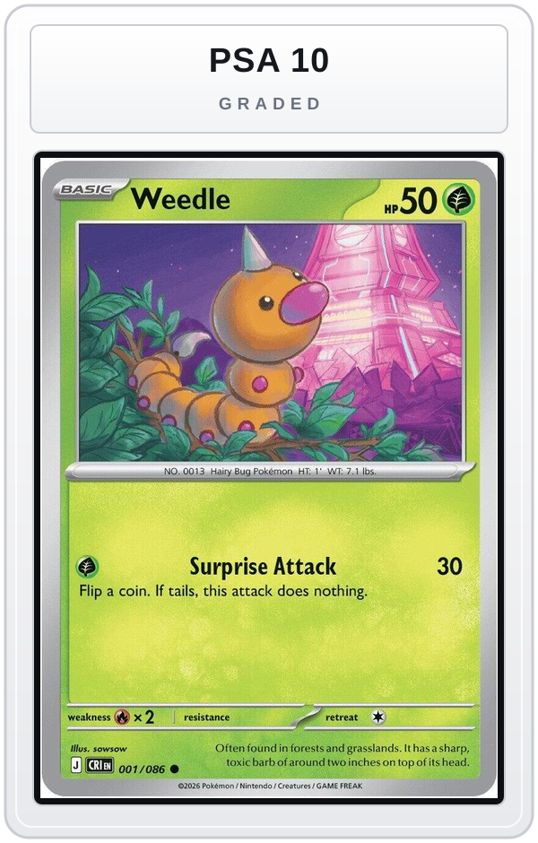 Graded - Weedle — PSA 10 graded overlay