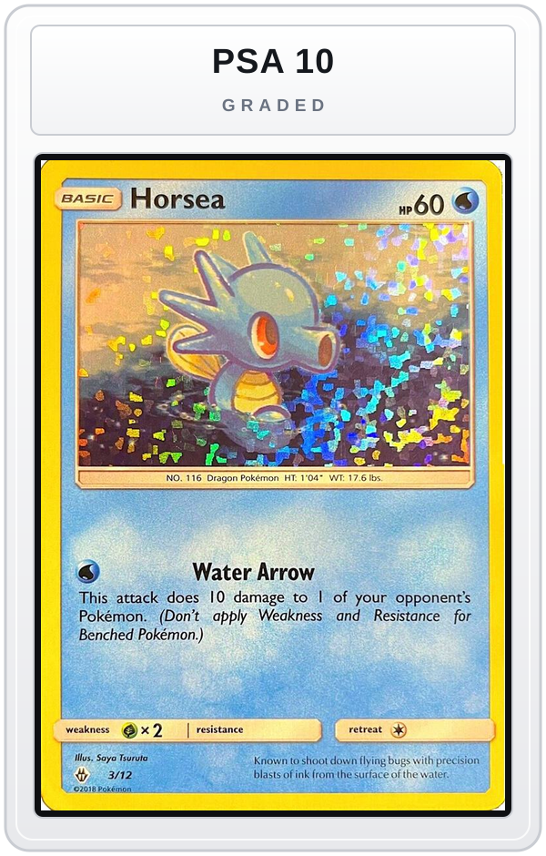 Graded - Horsea - 3/12 — PSA 10 graded overlay