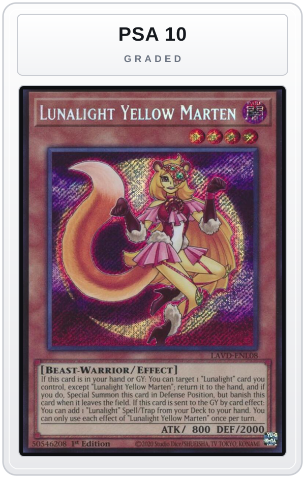 Graded - Lunalight Yellow Marten (Secret Rare) — PSA 10 graded overlay