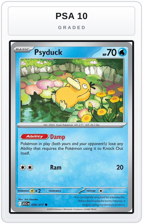 Graded - Psyduck - 039/217 — PSA 10 graded overlay