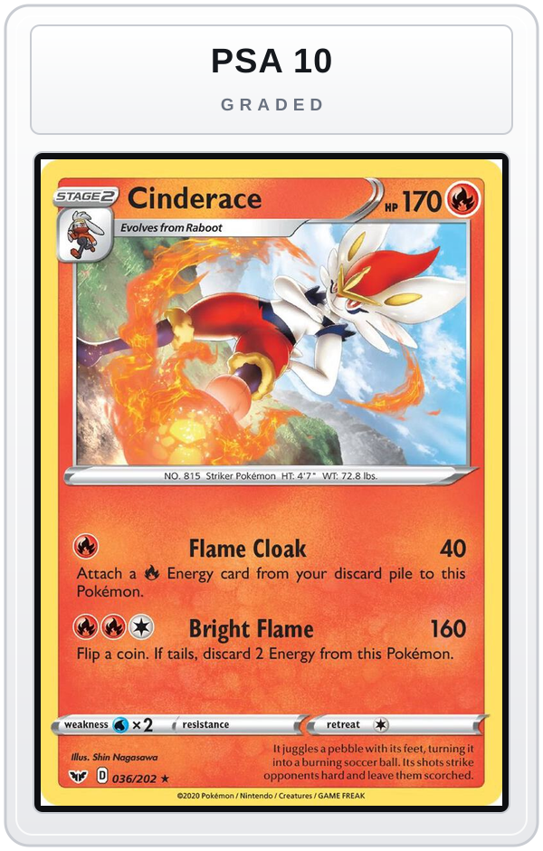 Graded - Cinderace (036) — PSA 10 graded overlay