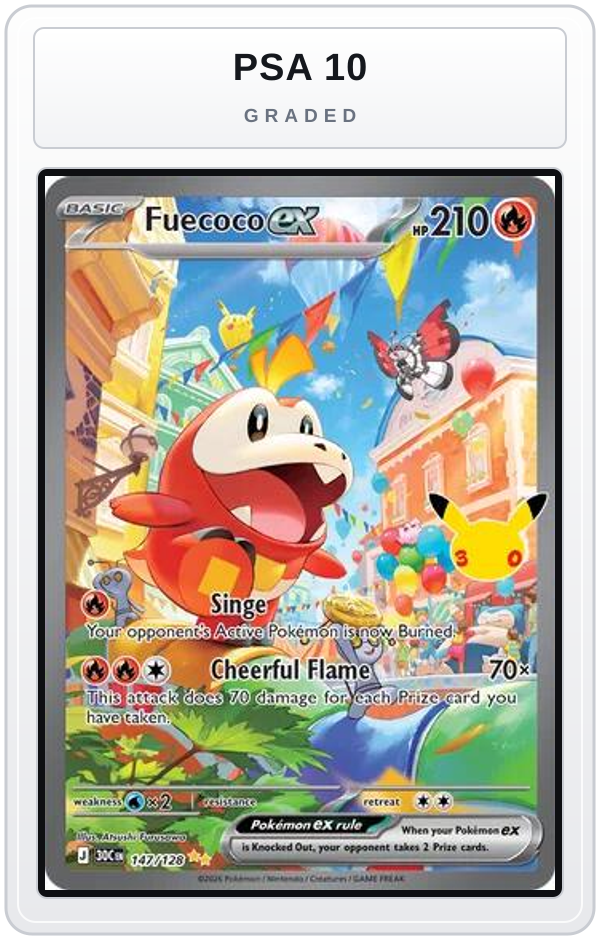 Graded - Fuecoco ex - 147/128 — PSA 10 graded overlay
