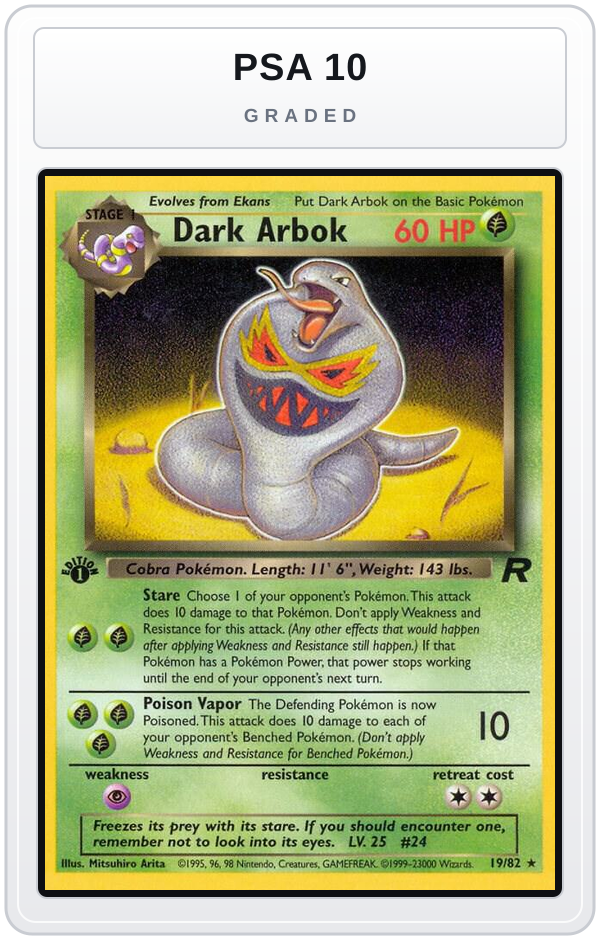 Graded - Dark Arbok (19) — PSA 10 graded overlay