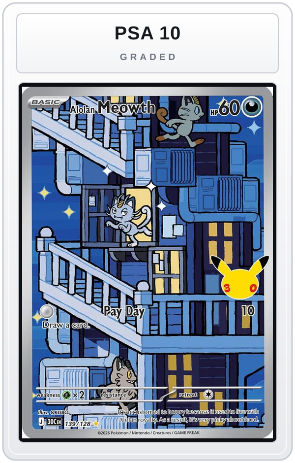 Graded - Alolan Meowth - 139/128 — PSA 10 graded overlay