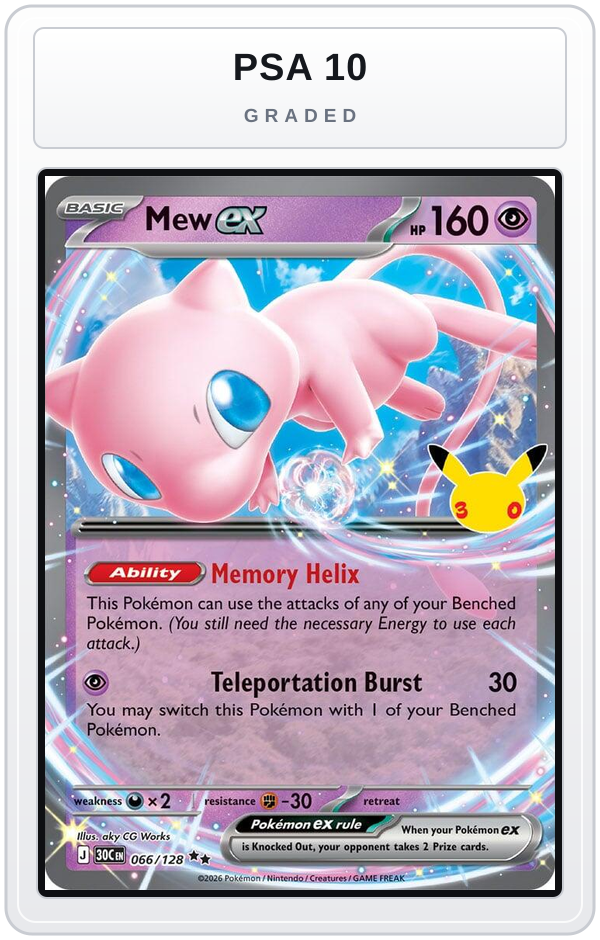 Graded - Mew ex - 066/128 — PSA 10 graded overlay