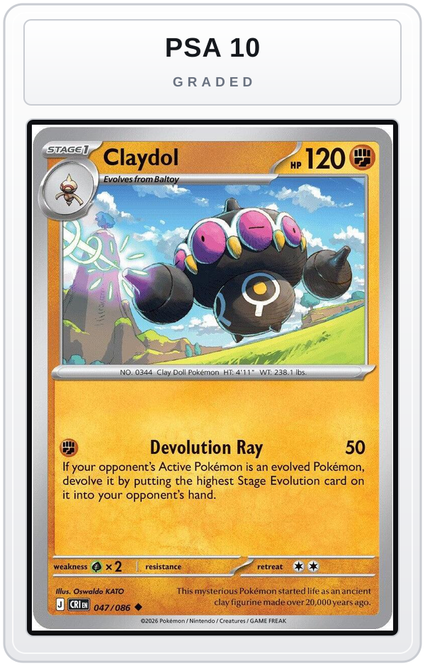 Graded - Claydol - 047/086 — PSA 10 graded overlay