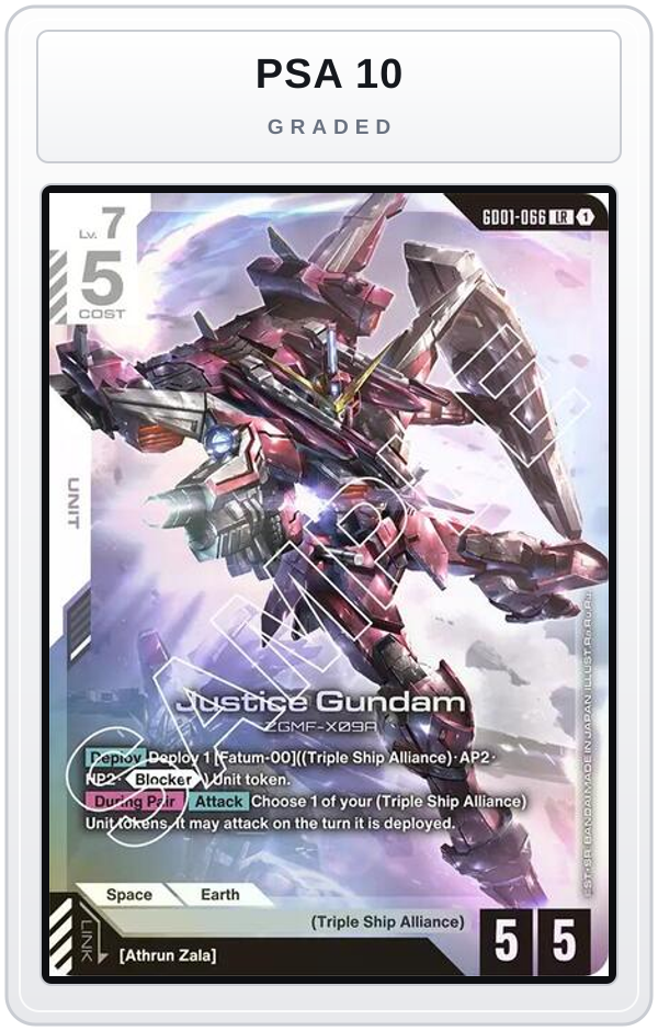 Graded - Justice Gundam — PSA 10 graded overlay