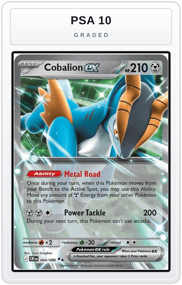 Graded - Cobalion ex - 064/086 — PSA 10 graded overlay