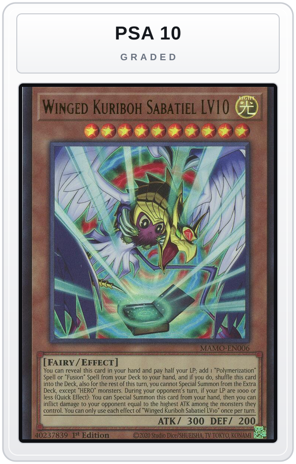 Graded - Winged Kuriboh Sabatiel LV10 — PSA 10 graded overlay