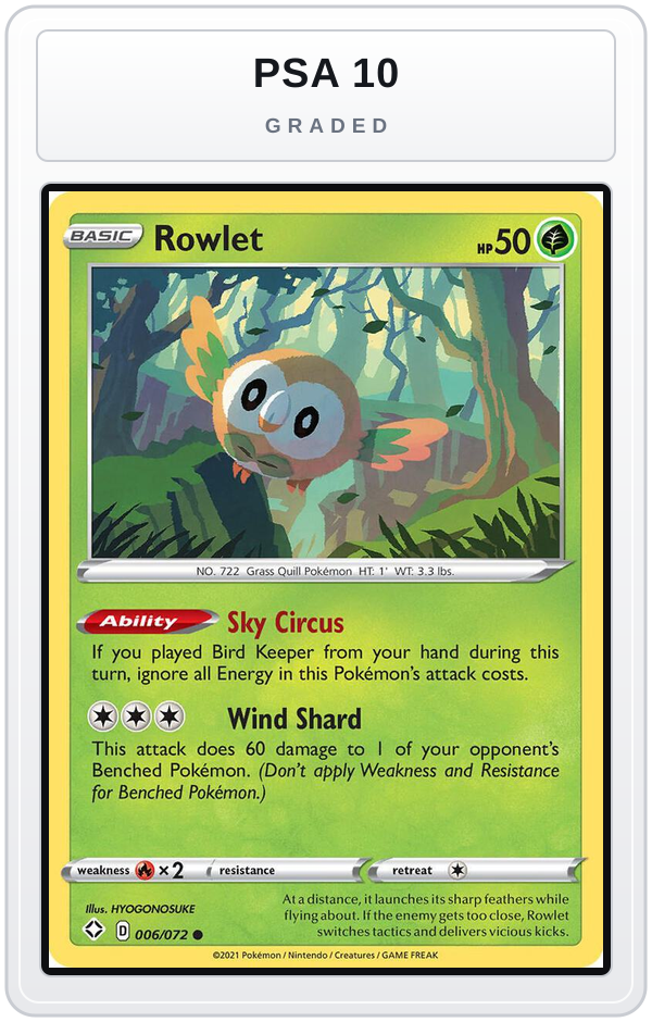 Graded - Rowlet — PSA 10 graded overlay