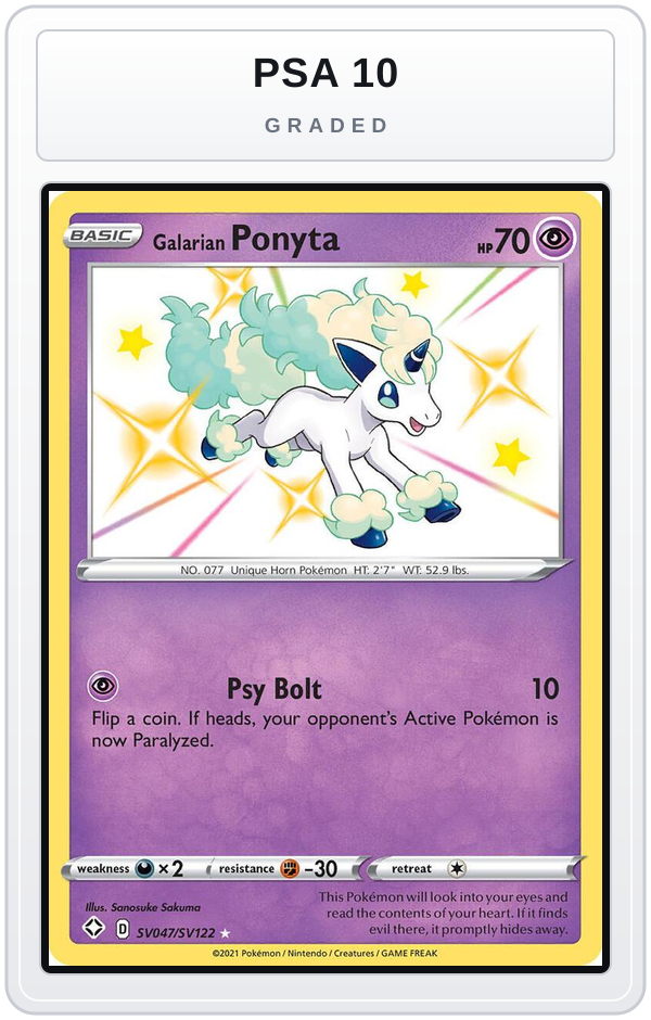 Graded - Galarian Ponyta — PSA 10 graded overlay