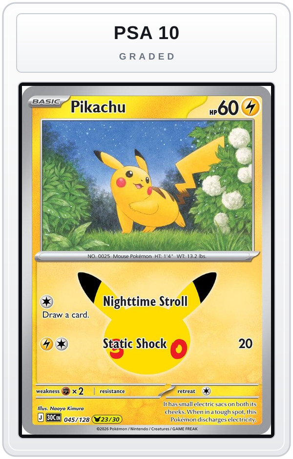 Graded - Pikachu - 045/128 — PSA 10 graded overlay