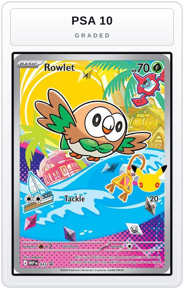 Graded - Rowlet - 043 — PSA 10 graded overlay