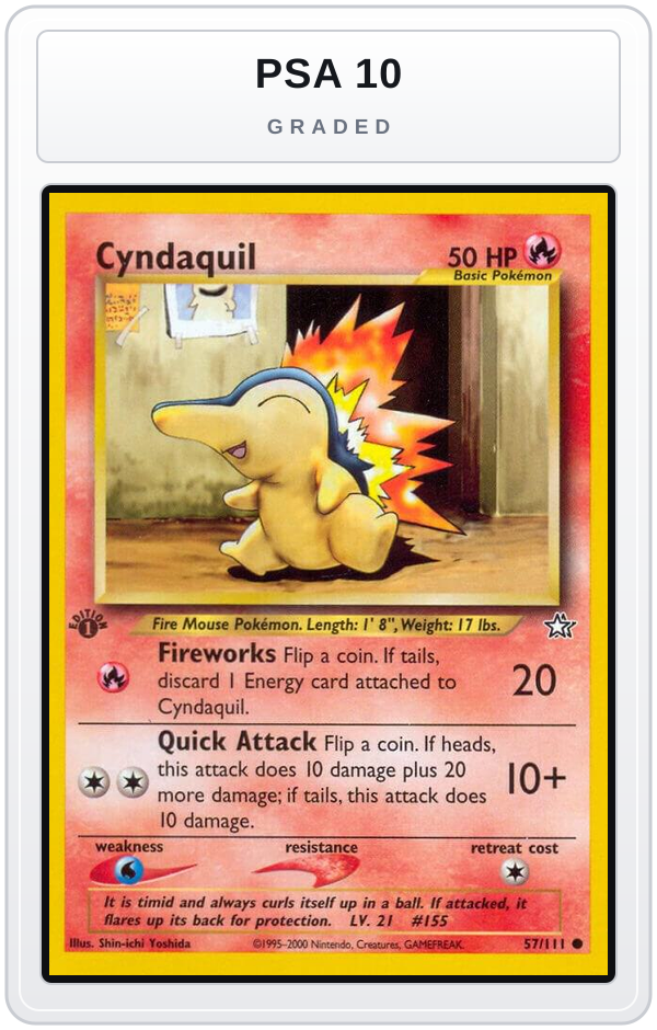 Graded - Cyndaquil (57) — PSA 10 graded overlay