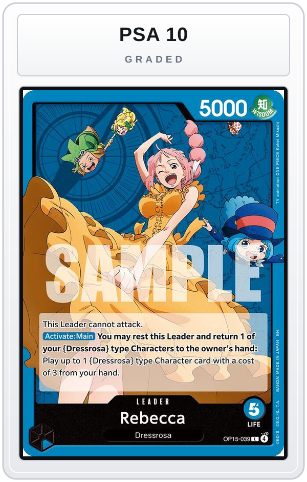 Graded - Rebecca (OP15-039) — PSA 10 graded overlay