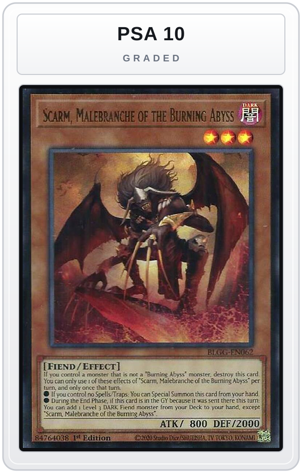 Graded - Scarm, Malebranche of the Burning Abyss — PSA 10 graded overlay