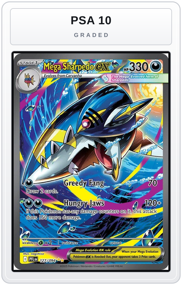 Graded - Mega Sharpedo ex - 127/094 — PSA 10 graded overlay