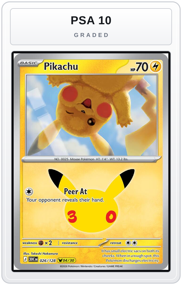 Graded - Pikachu - 026/128 — PSA 10 graded overlay
