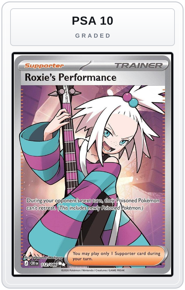 Graded - Roxie's Performance - 112/086 — PSA 10 graded overlay