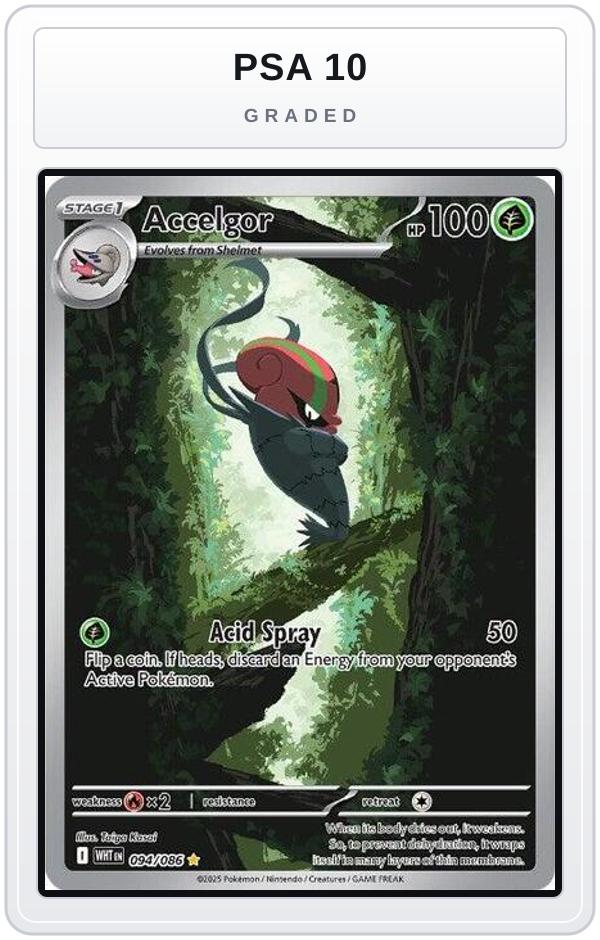 Graded - Accelgor - 094/086 — PSA 10 graded overlay