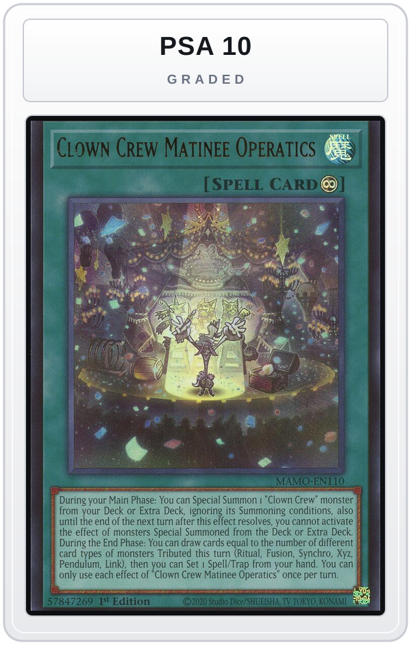 Graded - Clown Crew Matinee Operatics — PSA 10 graded overlay
