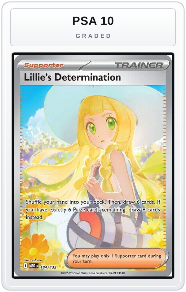 Graded - Lillie's Determination - 184/132 — PSA 10 graded overlay