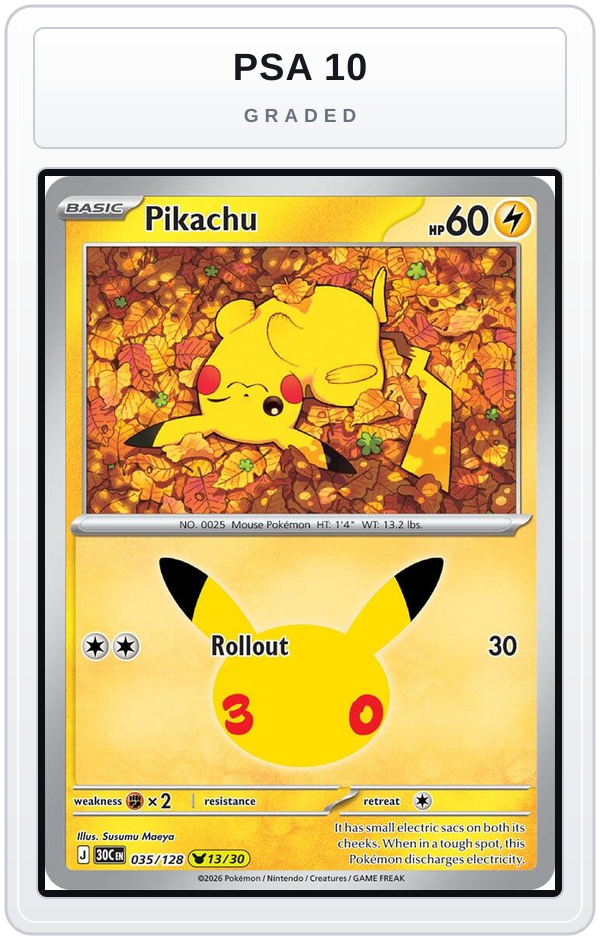 Graded - Pikachu - 035/128 — PSA 10 graded overlay