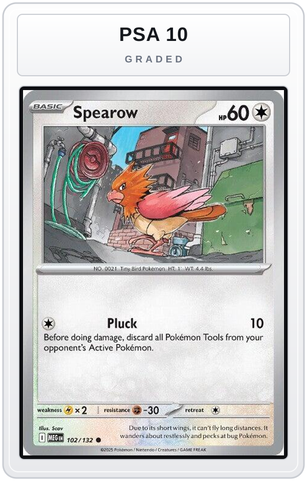 Graded - Spearow - 102/132 — PSA 10 graded overlay