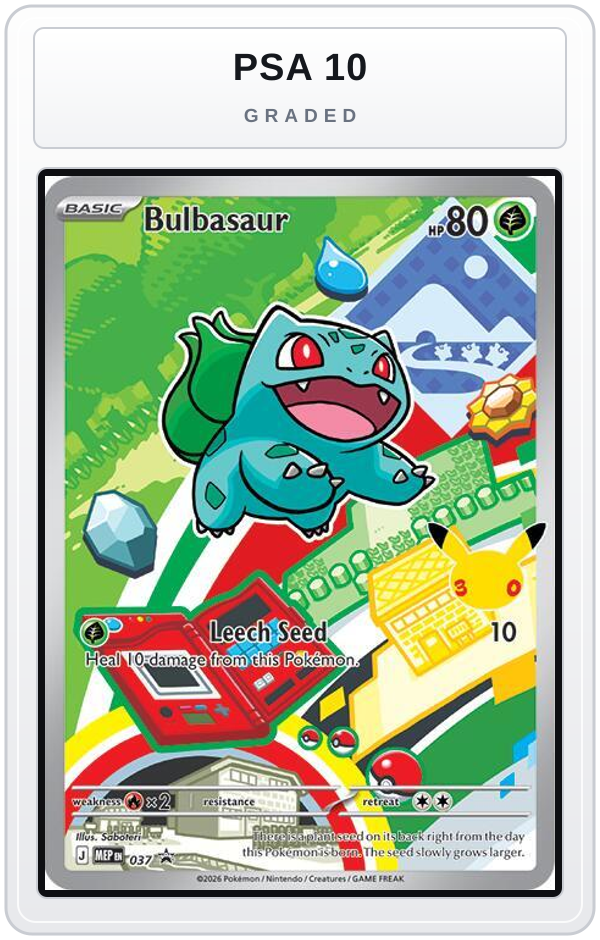 Graded - Bulbasaur - 037 — PSA 10 graded overlay