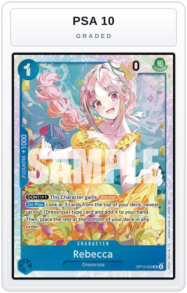Graded - Rebecca (OP15-053) — PSA 10 graded overlay