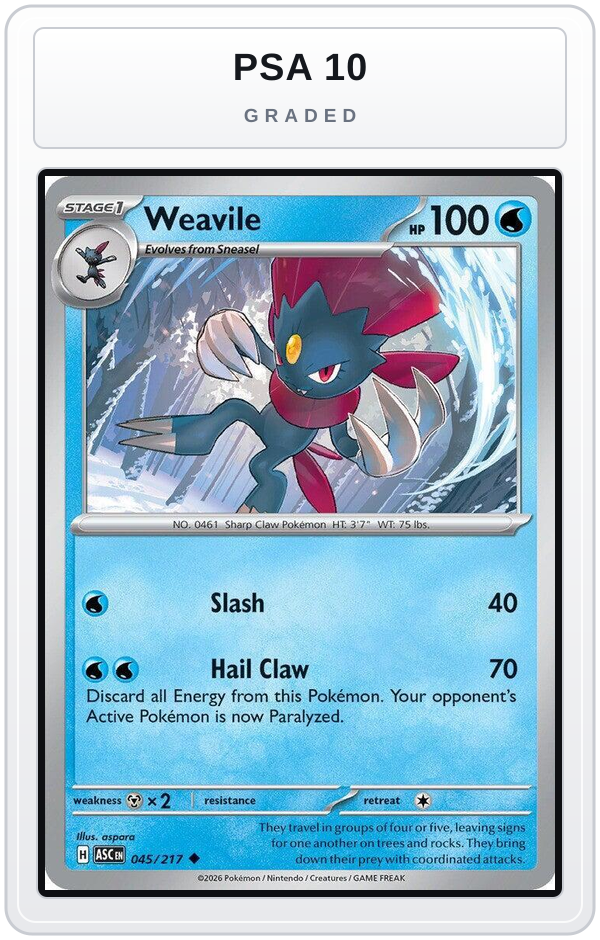 Graded - Weavile - 045/217 — PSA 10 graded overlay