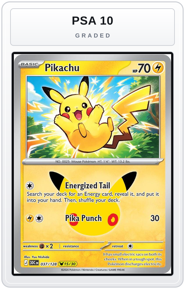 Graded - Pikachu - 037/128 — PSA 10 graded overlay
