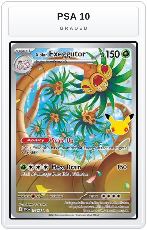 Graded - Alolan Exeggutor - 129/128 — PSA 10 graded overlay