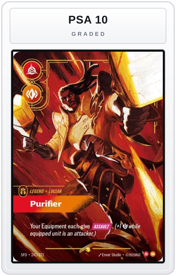 Graded - Lucian - Purifier (Overnumbered) — PSA 10 graded overlay