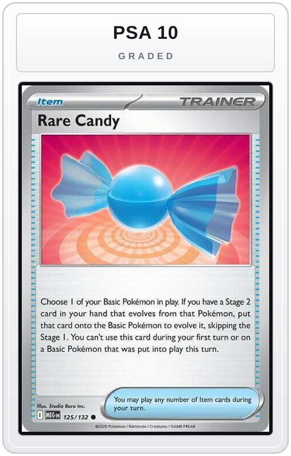 Graded - Rare Candy - 125/132 — PSA 10 graded overlay