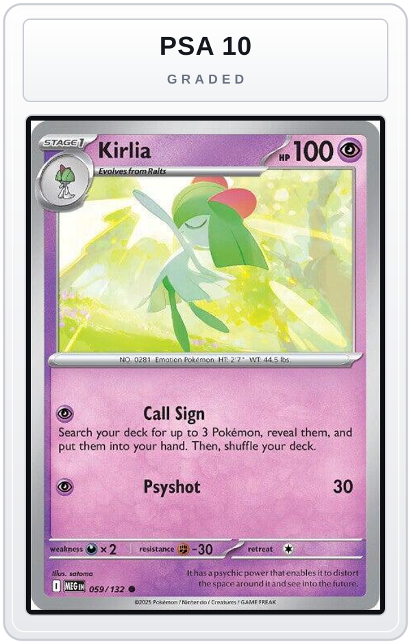 Graded - Kirlia — PSA 10 graded overlay