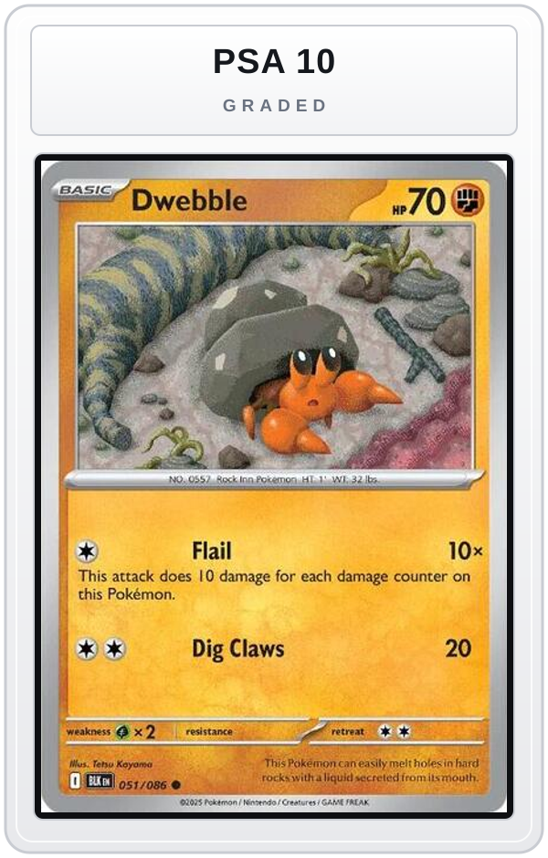 Graded - Dwebble — PSA 10 graded overlay