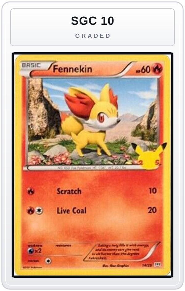 Graded - Fennekin - 14/25 — SGC 10 graded overlay