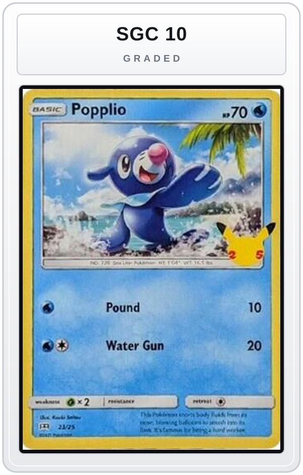 Graded - Popplio - 23/25 — SGC 10 graded overlay