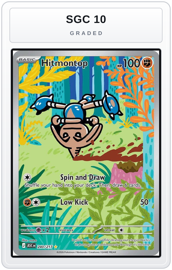 Graded - Hitmontop - 240/217 — SGC 10 graded overlay
