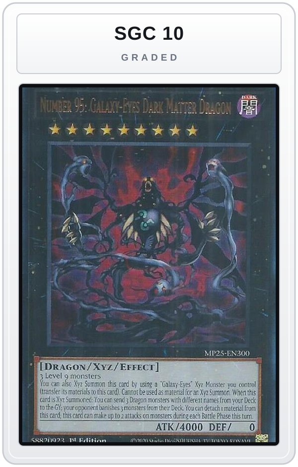 Graded - Number 95: Galaxy-Eyes Dark Matter Dragon — SGC 10 graded overlay