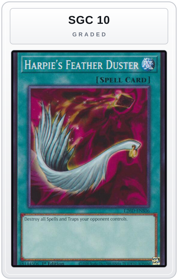 Graded - Harpie's Feather Duster — SGC 10 graded overlay