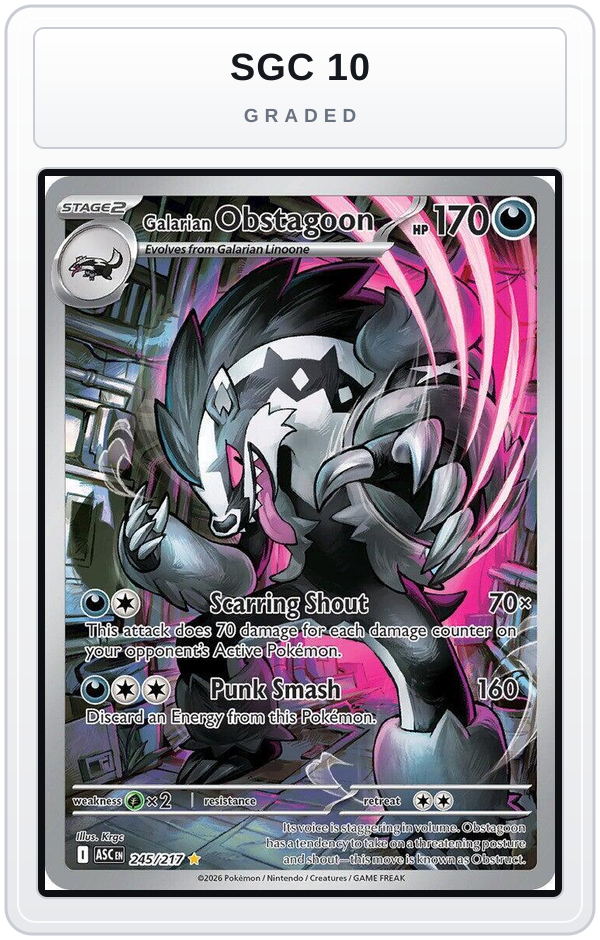 Graded - Galarian Obstagoon - 245/217 — SGC 10 graded overlay