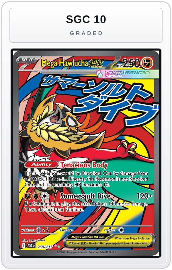Graded - Mega Hawlucha ex - 268/217 — SGC 10 graded overlay