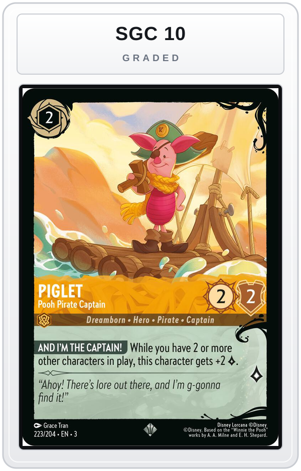 Graded - Piglet - Pooh Pirate Captain (223/204) — SGC 10 graded overlay