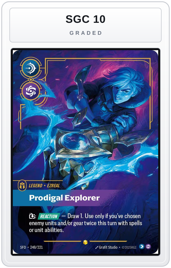 Graded - Ezreal - Prodigal Explorer (Overnumbered) — SGC 10 graded overlay
