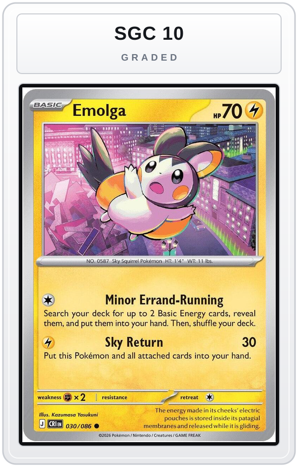 Graded - Emolga — SGC 10 graded overlay
