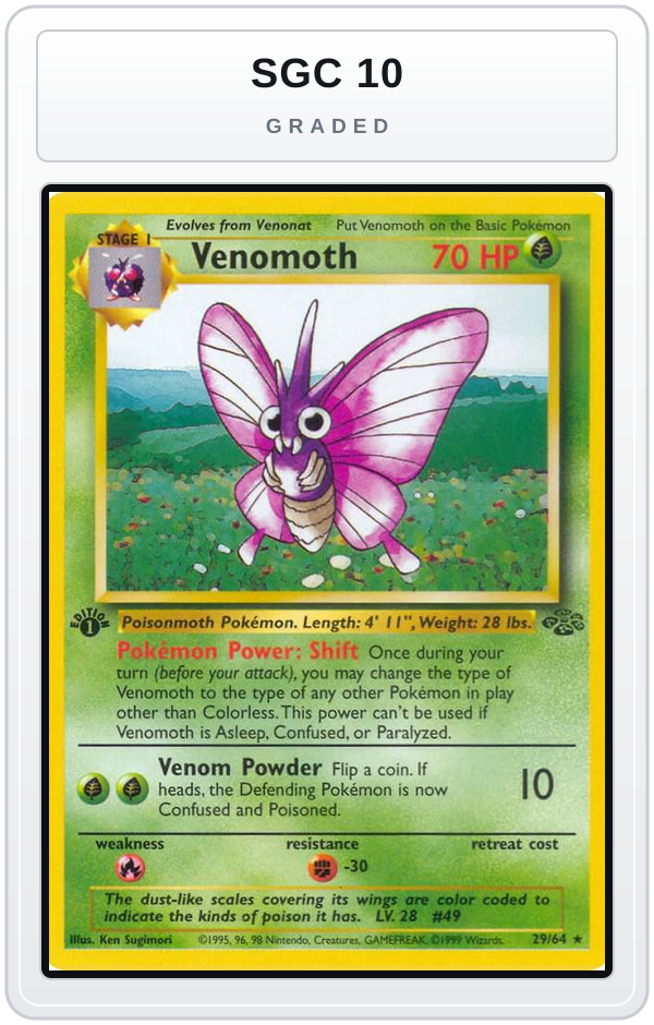 Graded - Venomoth (29) — SGC 10 graded overlay
