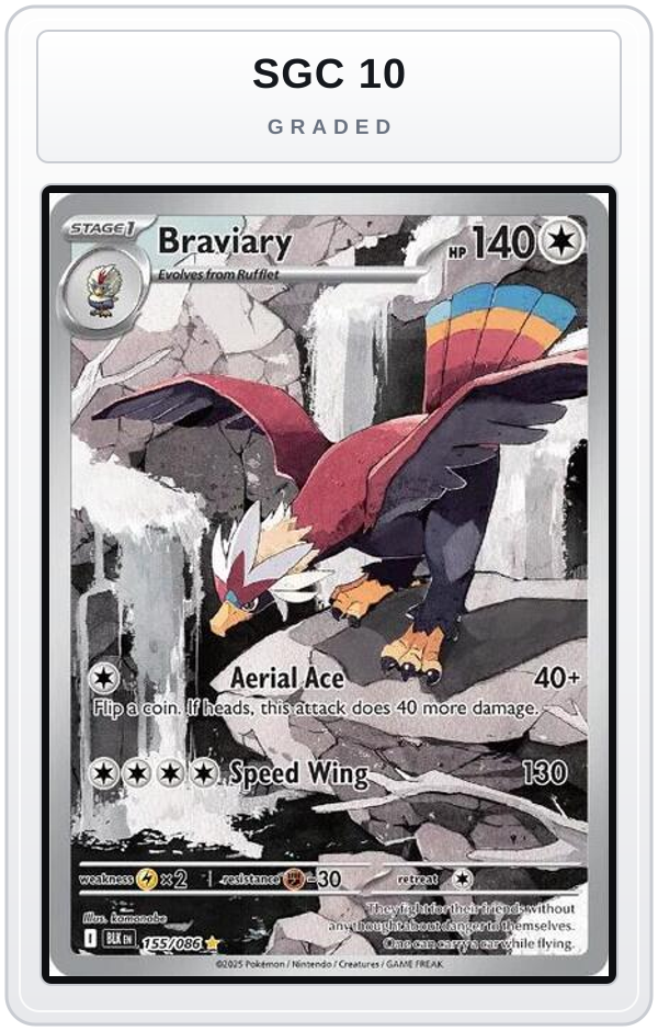 Graded - Braviary - 155/086 — SGC 10 graded overlay