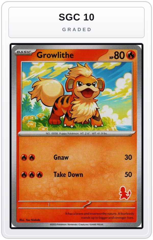 Graded - Growlithe — SGC 10 graded overlay